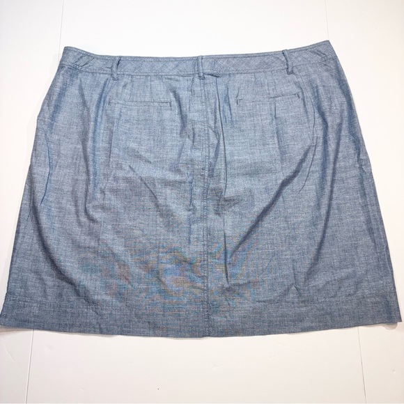 Talbots Blue Chambray Mini Skirt Pockets Women’s Plus Approx 24W Preppy Summer - Picture 4 of 7